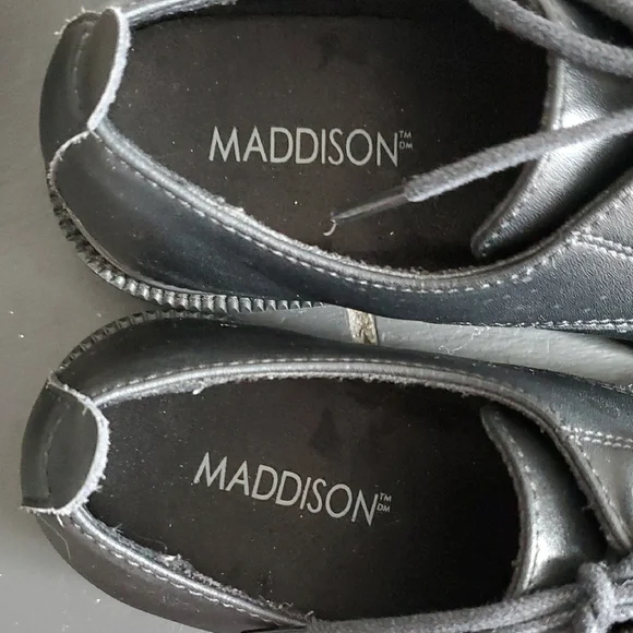 Maddison By Softmoc Classic Black Oxfords Leather Flats Boots Shows Sz 6 Preppy - Picture 2 of 12